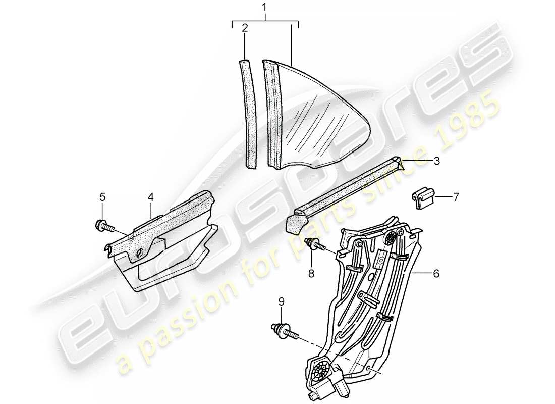 porsche 2012 (997-2) seitenfenster-ersatzteildiagramm