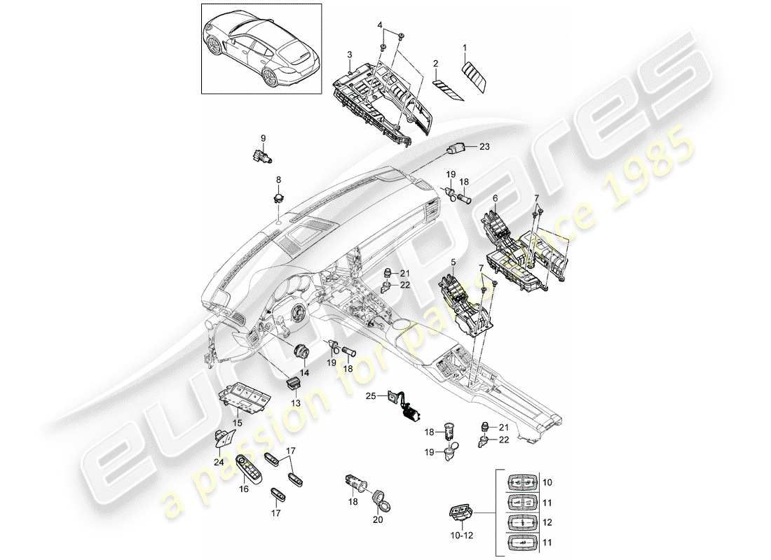 porsche 2011 (panamera 970) kombinierter schalter ersatzteildiagramm