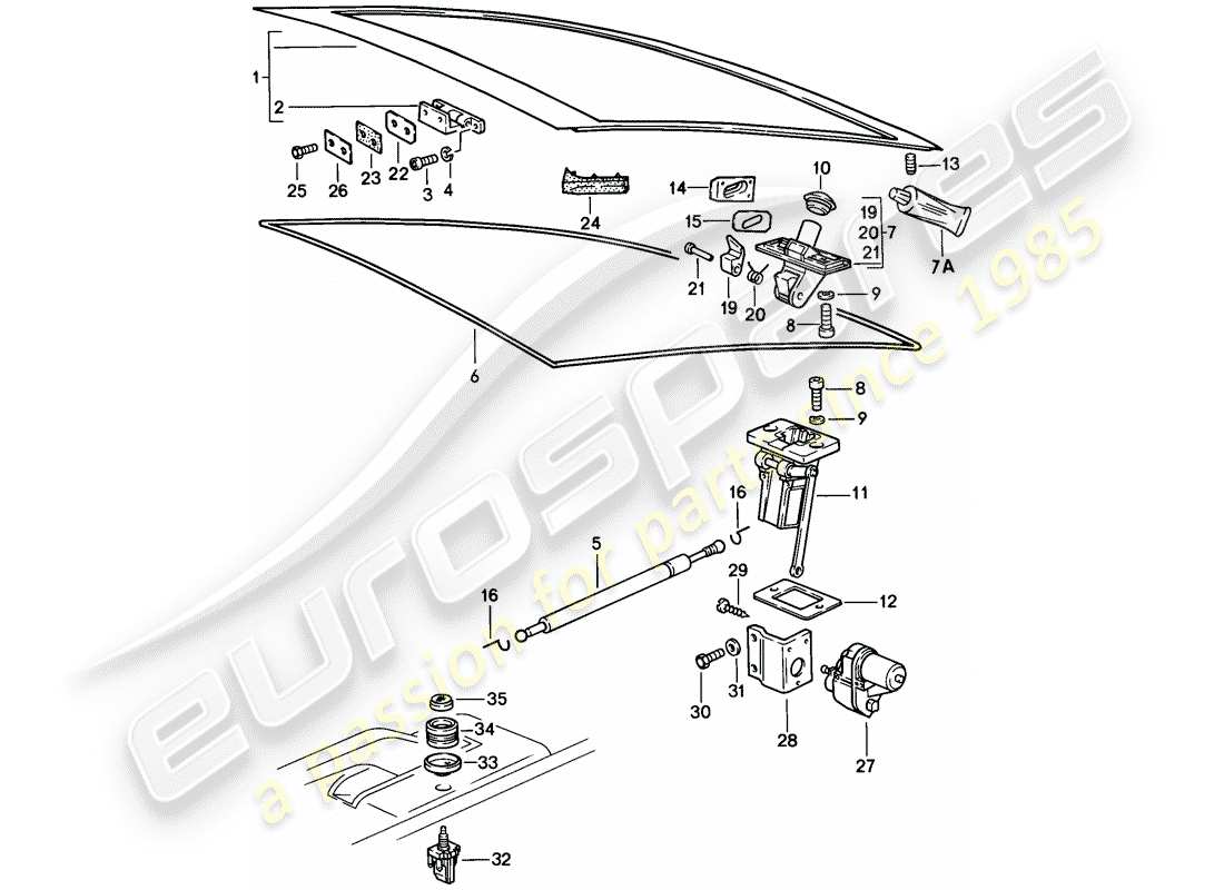 porsche 1984 (928) abdeckung - befestigungselemente ersatzteildiagramm
