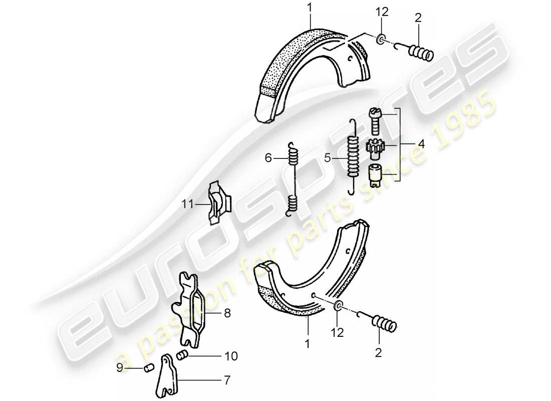 porsche 1998 (993) handbremse ersatzteildiagramm