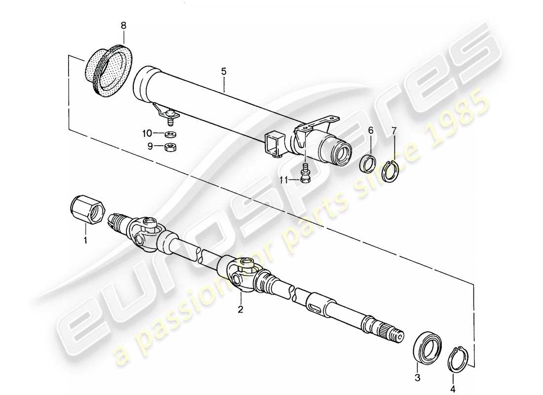 porsche 1987 (959) zwischenlenkwelle - lenkschutzrohr ersatzteildiagramm