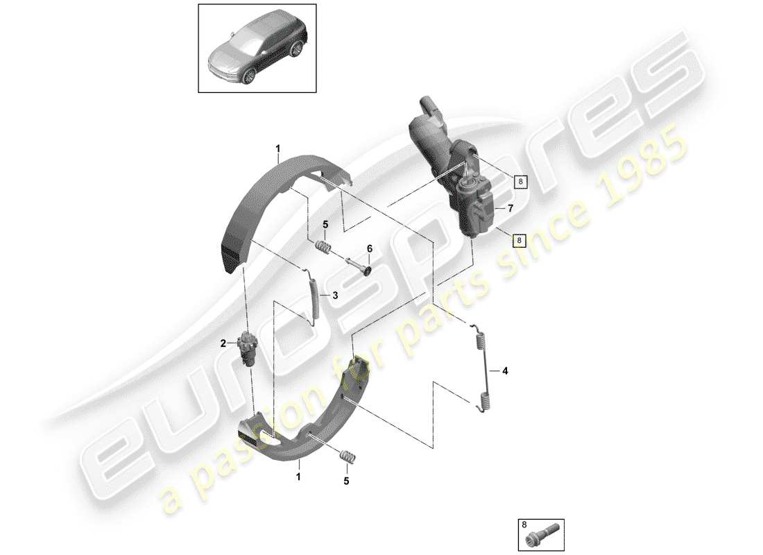 porsche 2018 (cayenne e3 9ya/9yb) parkbremse ersatzteildiagramm