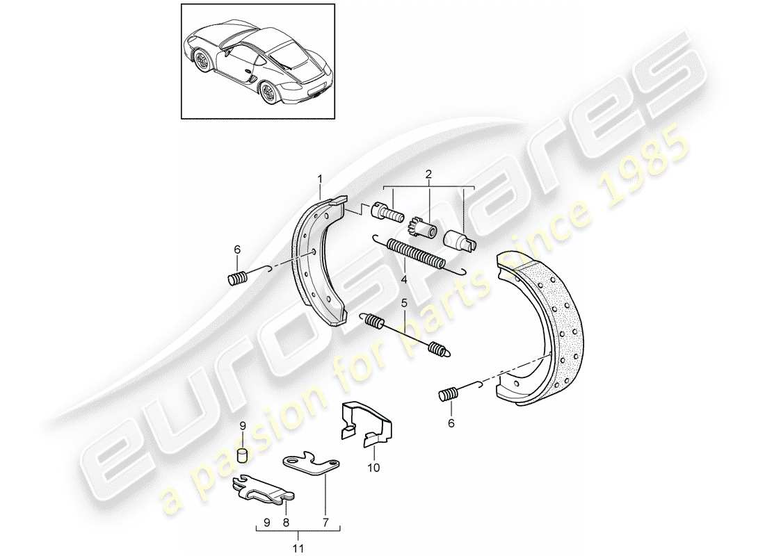 porsche 2009 (987 cayman) handbremse ersatzteildiagramm