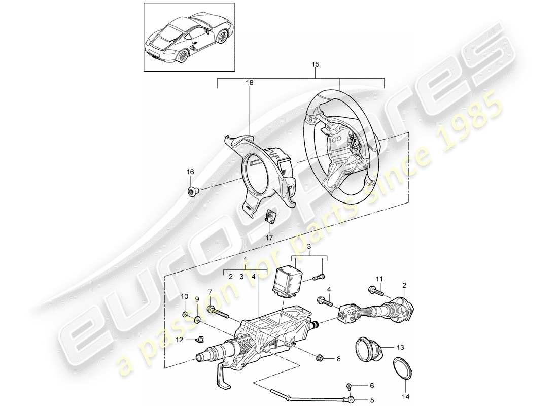 porsche 2010 (987 cayman) lenkschutzrohr ersatzteildiagramm
