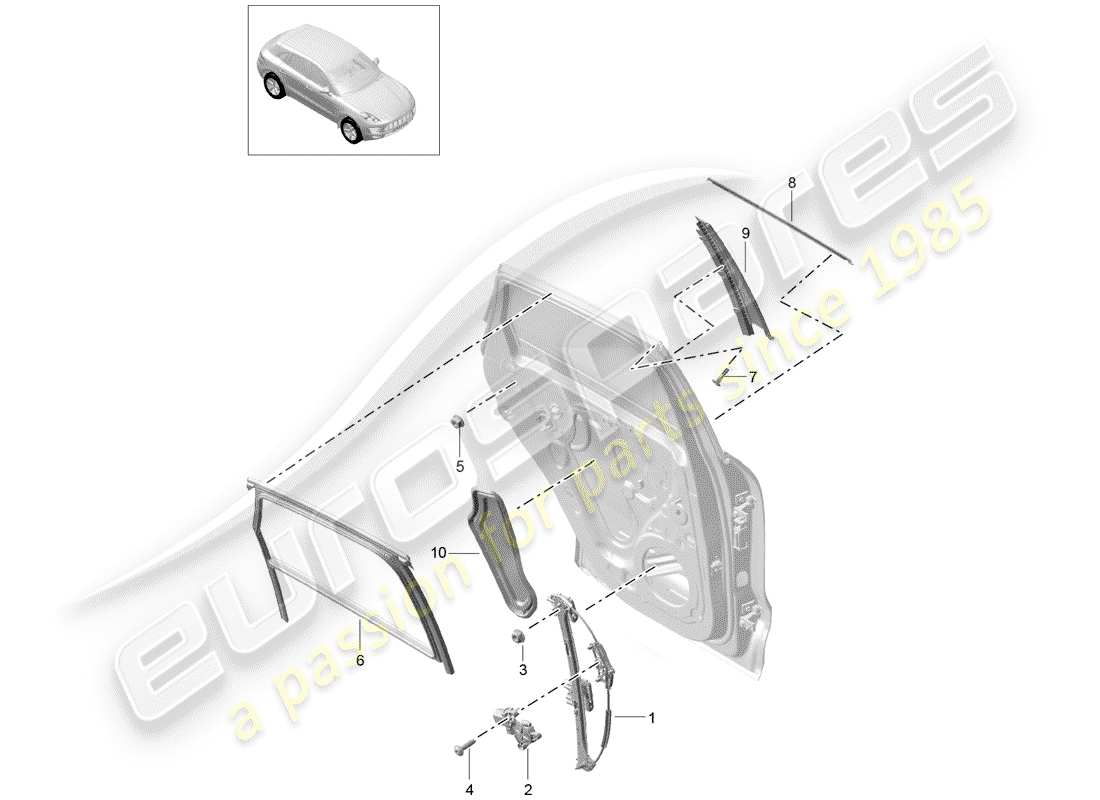 porsche 2015 (macan) fensterheber teilediagramm