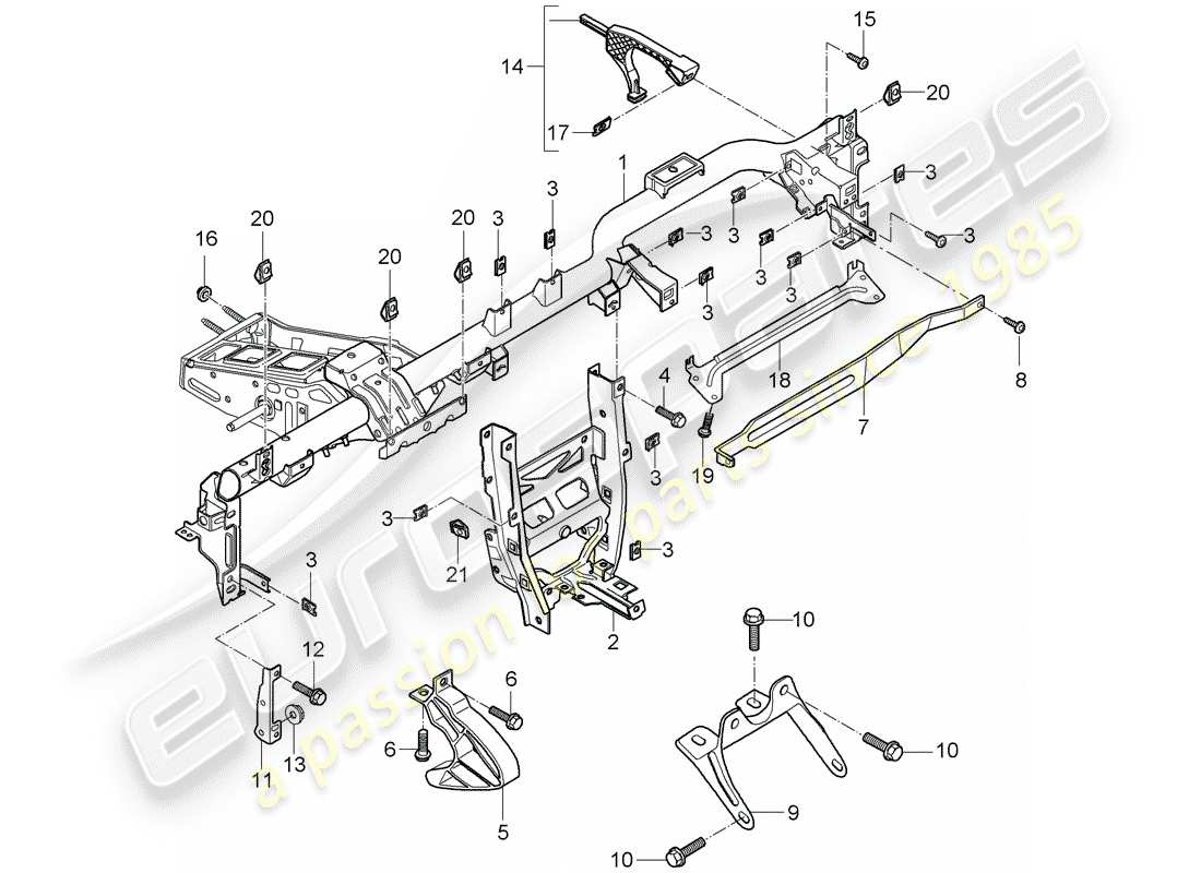 porsche 2009 (997-2) halterahmen ersatzteildiagramm