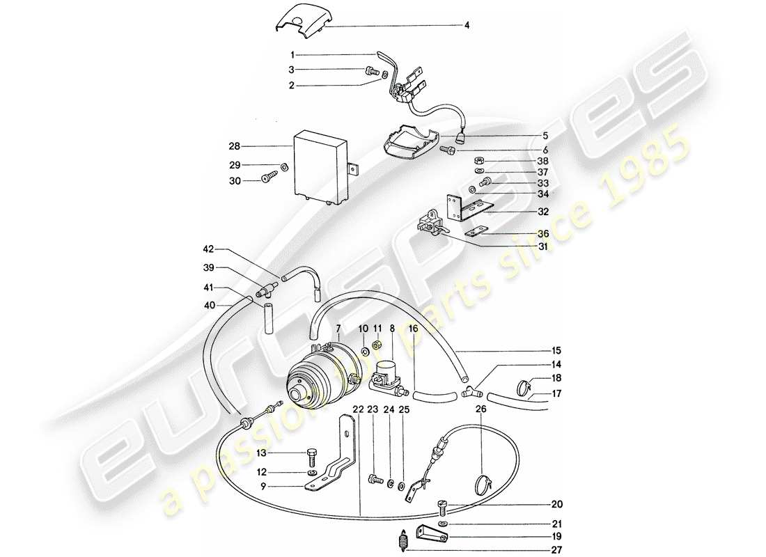 porsche 1975 (911) teilediagramm für das tempomatsystem