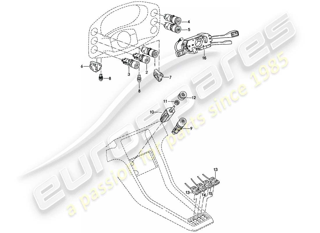 porsche 1978 (928) schalter - manuell ersatzteildiagramm