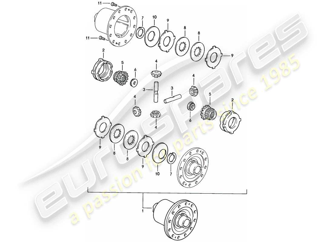 porsche 1983 (928) automatikgetriebe – sperrdifferential teilediagramm