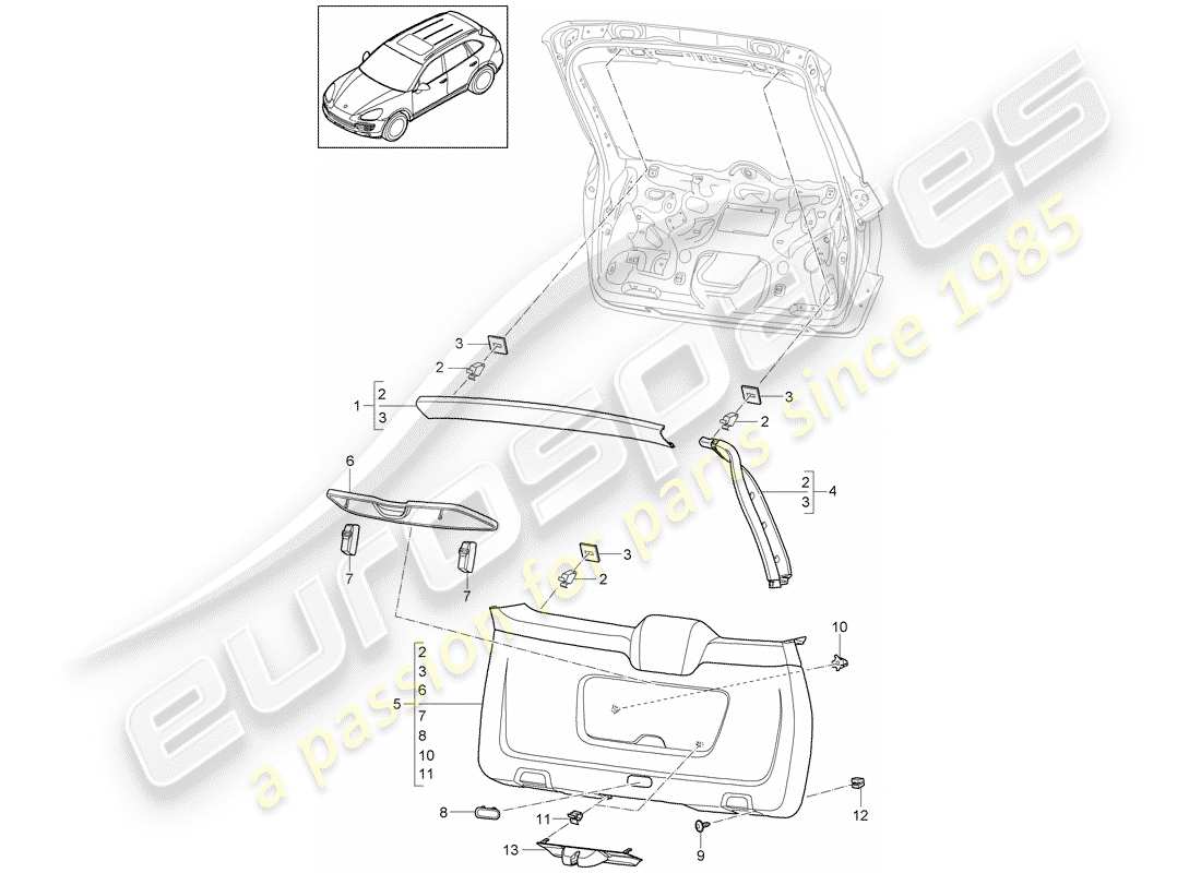 porsche 2011 (cayenne e2 92a) trims-teilediagramm