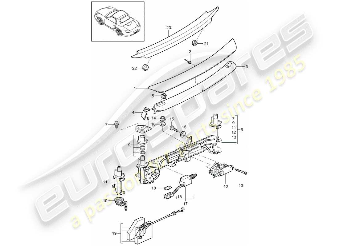 porsche 2011 (987 boxster) heckspoiler teilediagramm