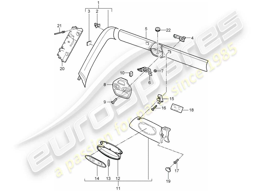 porsche 2011 (997-2) a-säule teilediagramm