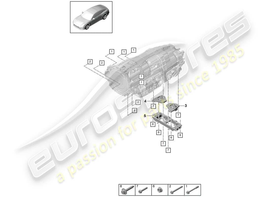 porsche 2017 (panamera 971-1) befestigungsteile für motor und ersatzteildiagramm