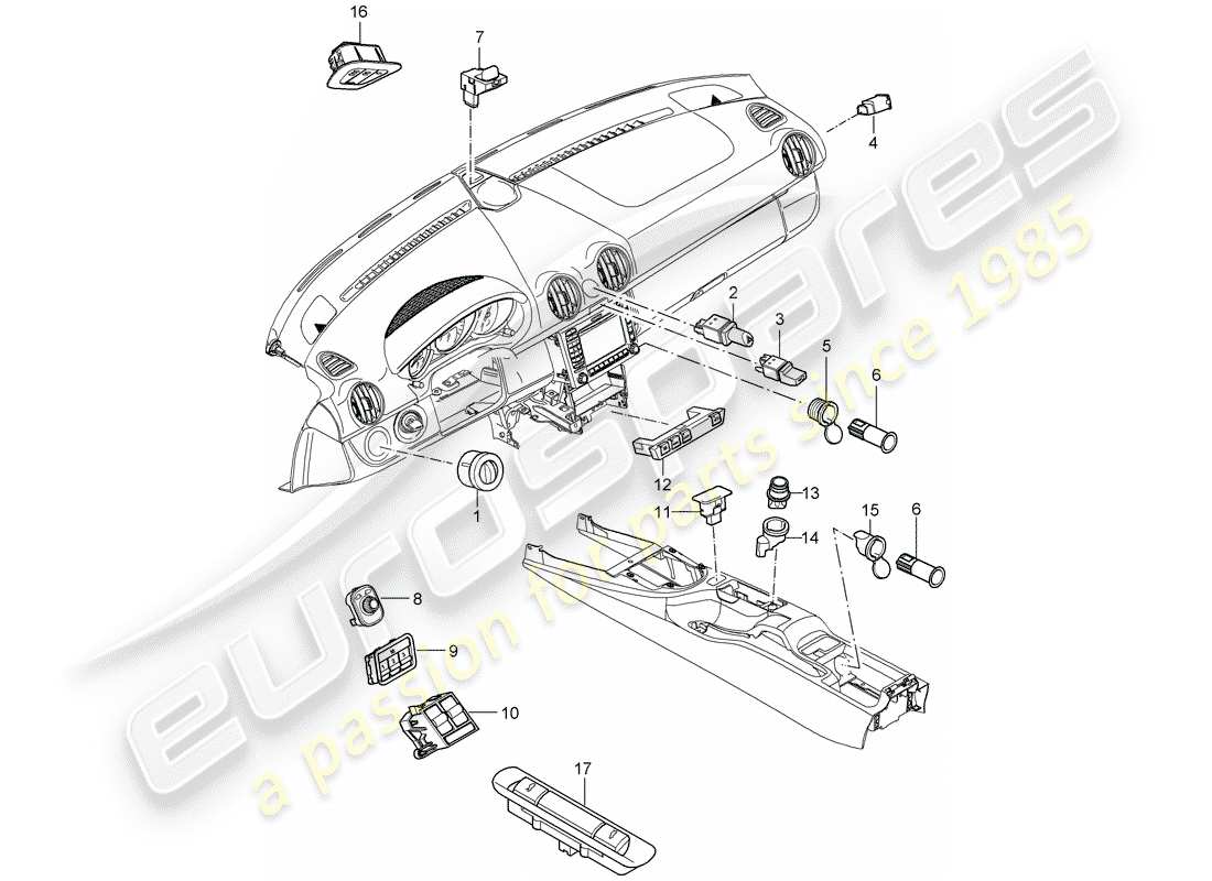 porsche 2008 (987 cayman) switch-ersatzteildiagramm