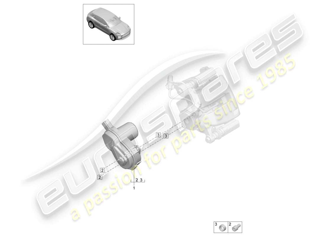 porsche 2020 (macan) feststellbremse hinterachse teilediagramm