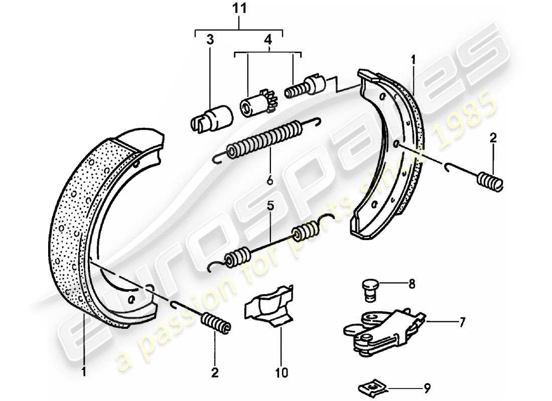 porsche 1995 (968) handbremse ersatzteildiagramm