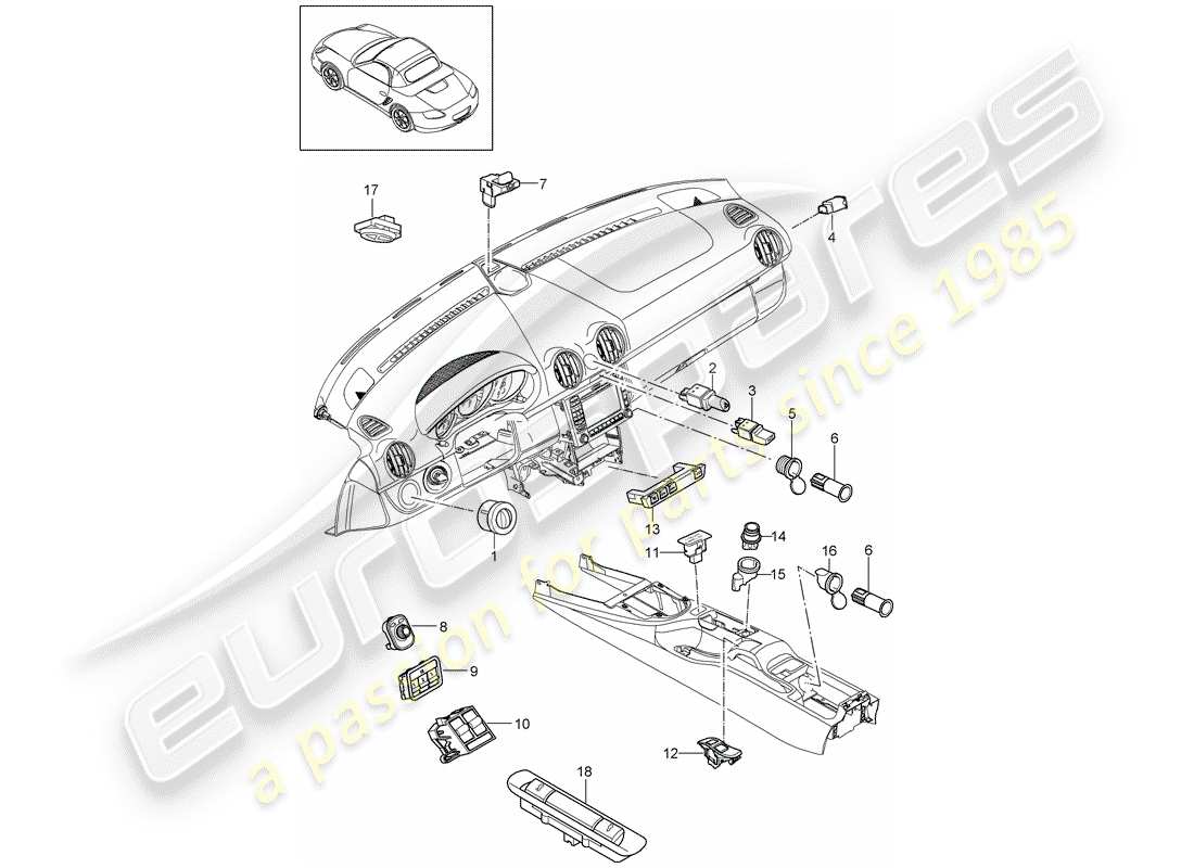 porsche 2011 (987 boxster) switch-ersatzteildiagramm