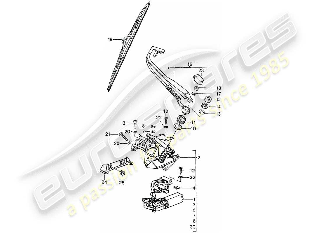 porsche 1992 (964) heckscheibenwischer teilediagramm