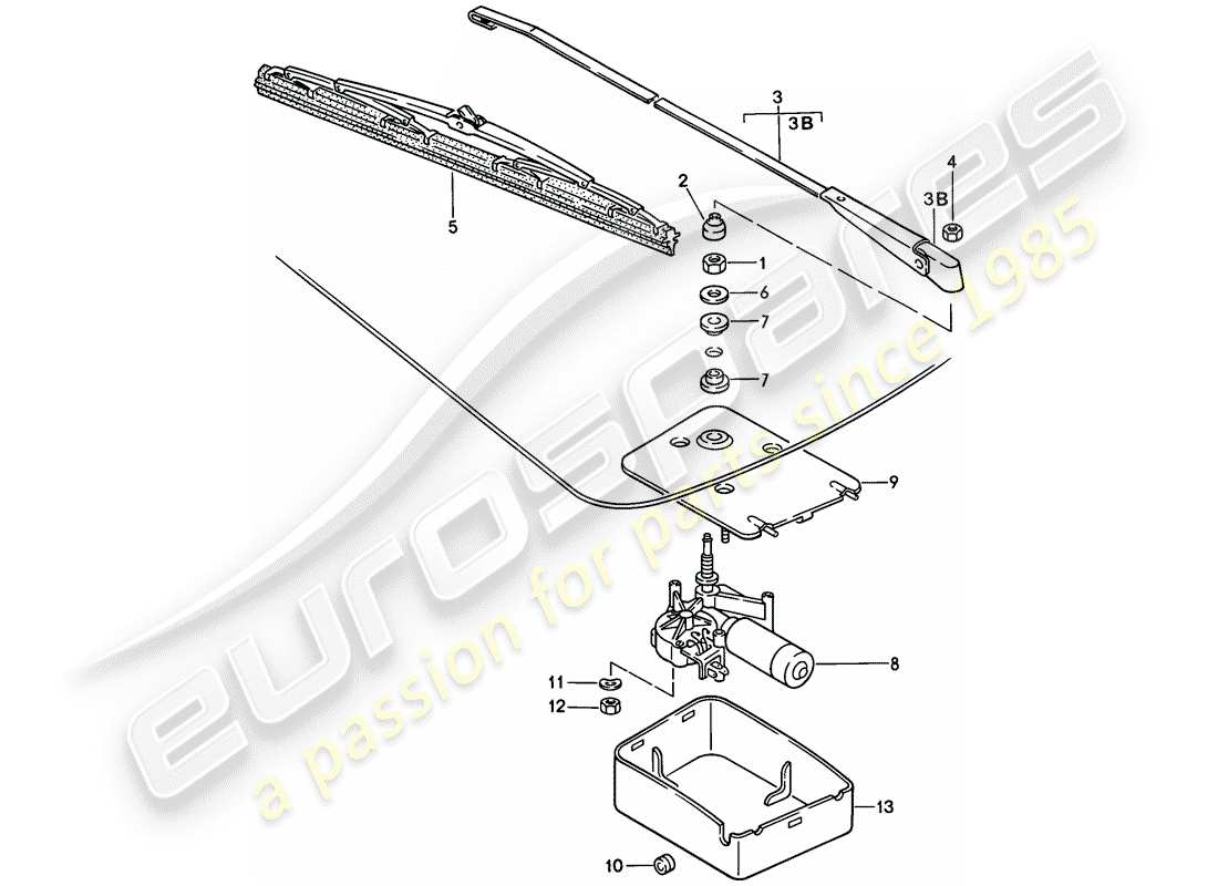 porsche 1986 (924s) heckscheibenwischer teilediagramm