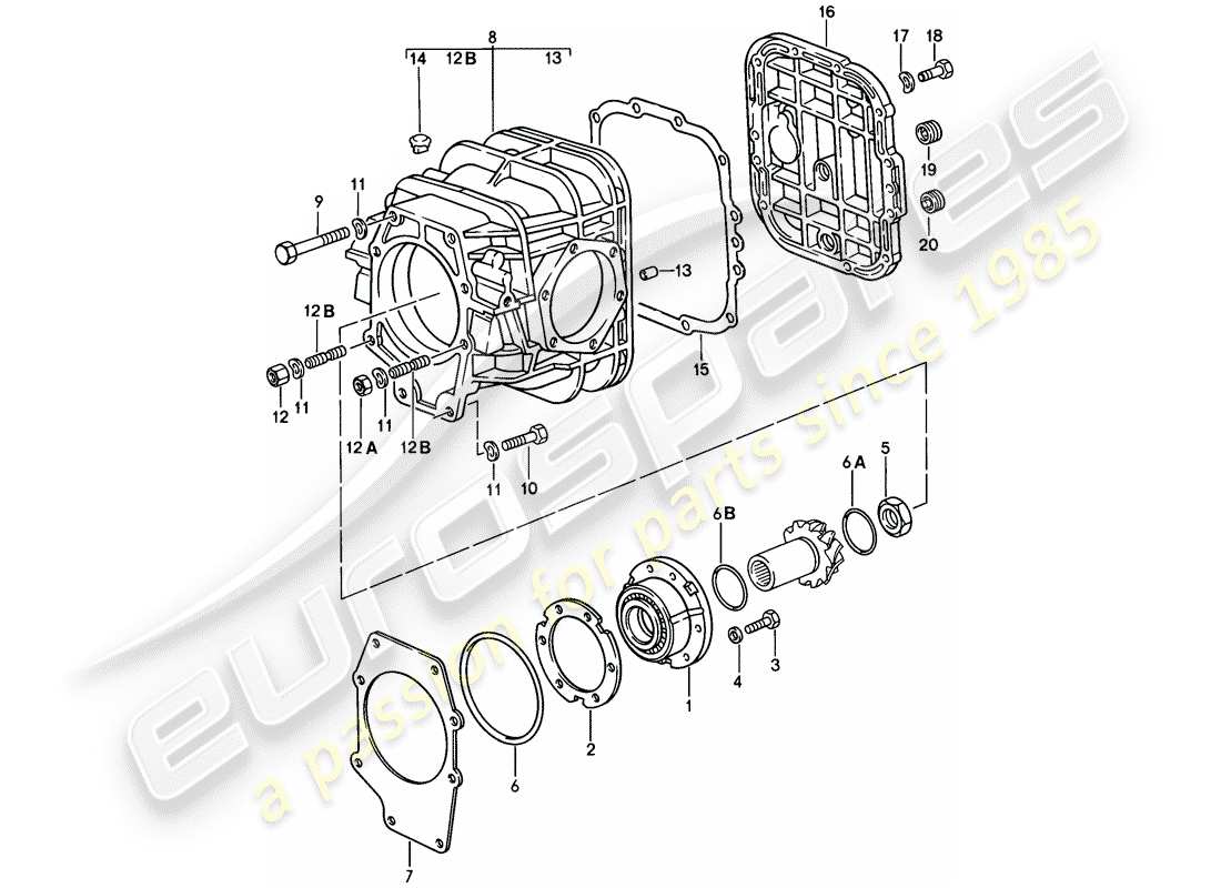 porsche 1985 (928) automatikgetriebe - differential - 1 ersatzteildiagramm