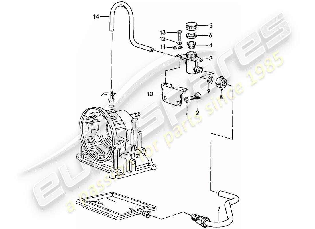 porsche 1988 (944) öleingang - automatikgetriebe ersatzteildiagramm