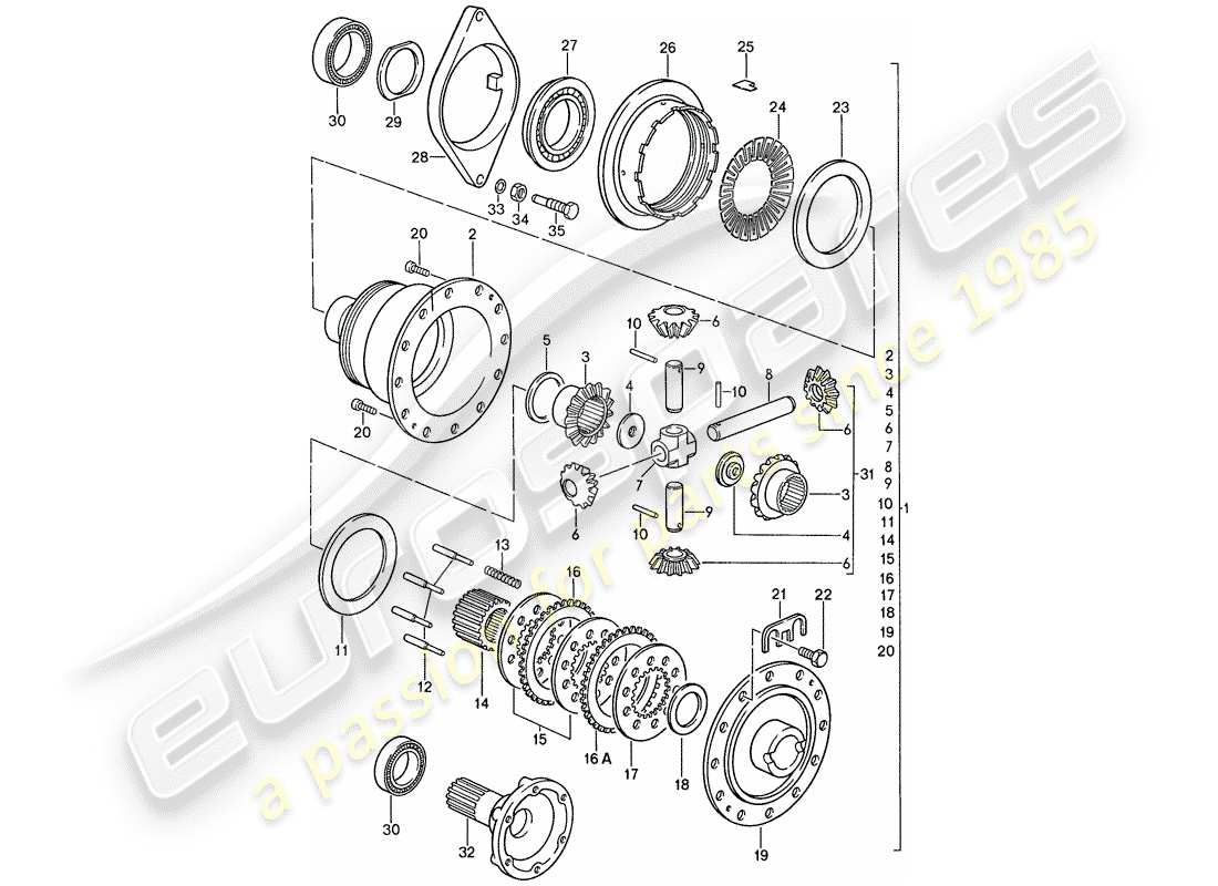porsche 1987 (928) schaltgetriebe - porsche - sperrdifferential - d - mj 1990>> ersatzteildiagramm