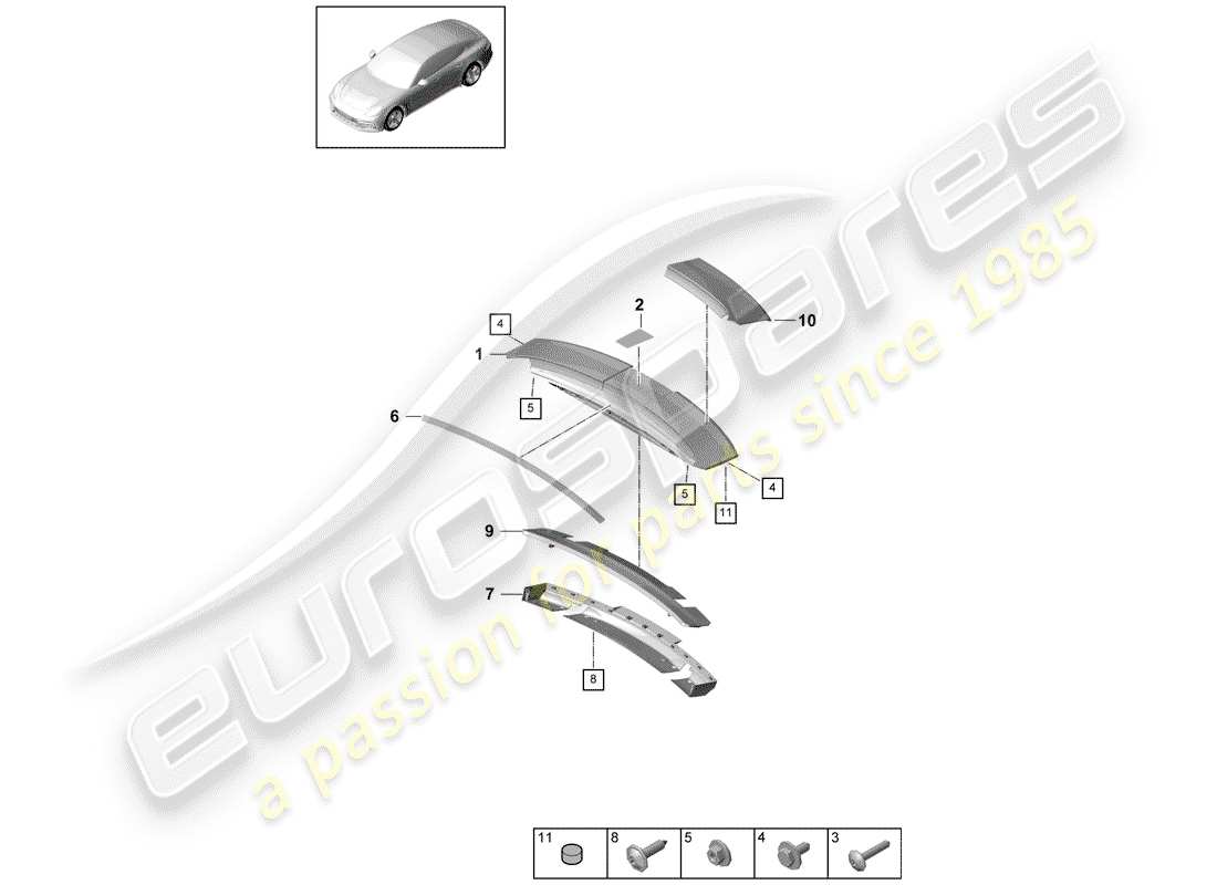 porsche 2018 (panamera 971-1) heckspoiler teilediagramm