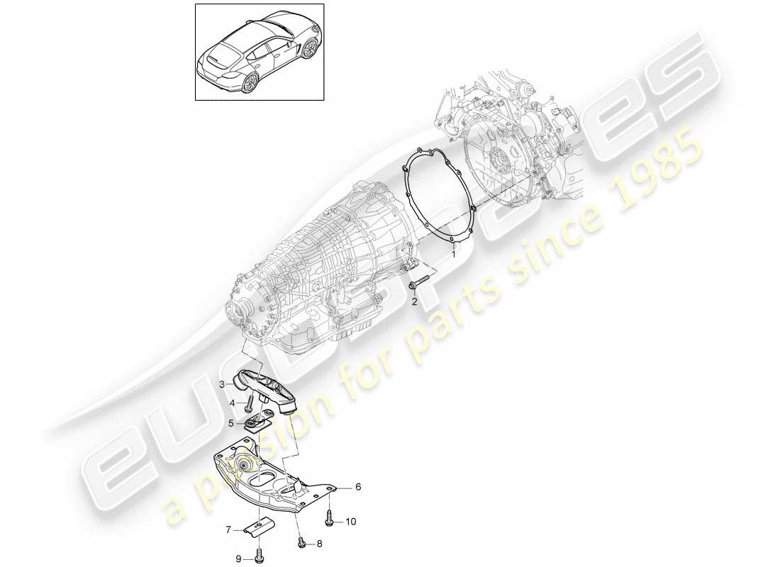 porsche 2016 (panamera 970) befestigungsteile für motor und ersatzteildiagramm