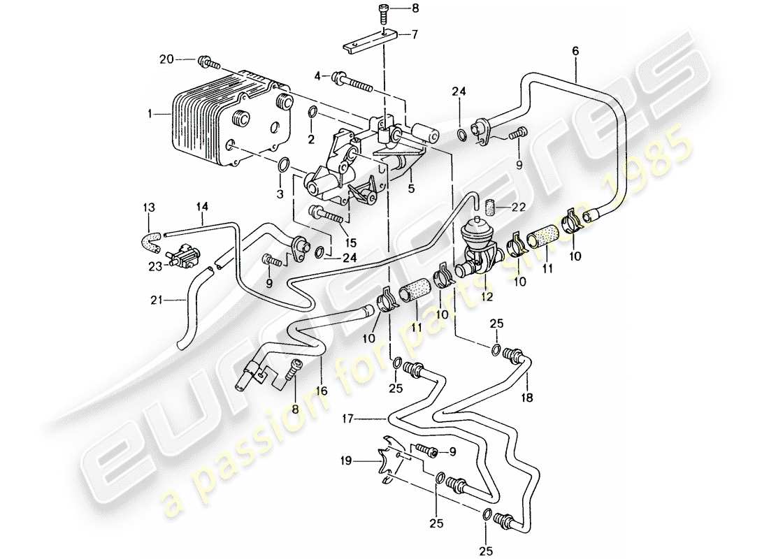 porsche 1999 (986 boxster) tiptronic - - - getriebeölkühler - öldruckleitung für - getriebeölkühlung ersatzteildiagramm