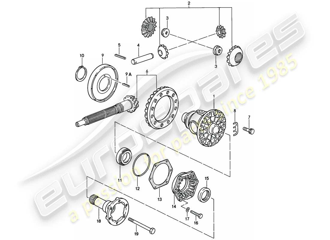 porsche 1978 (928) differential - schaltgetriebe ersatzteildiagramm