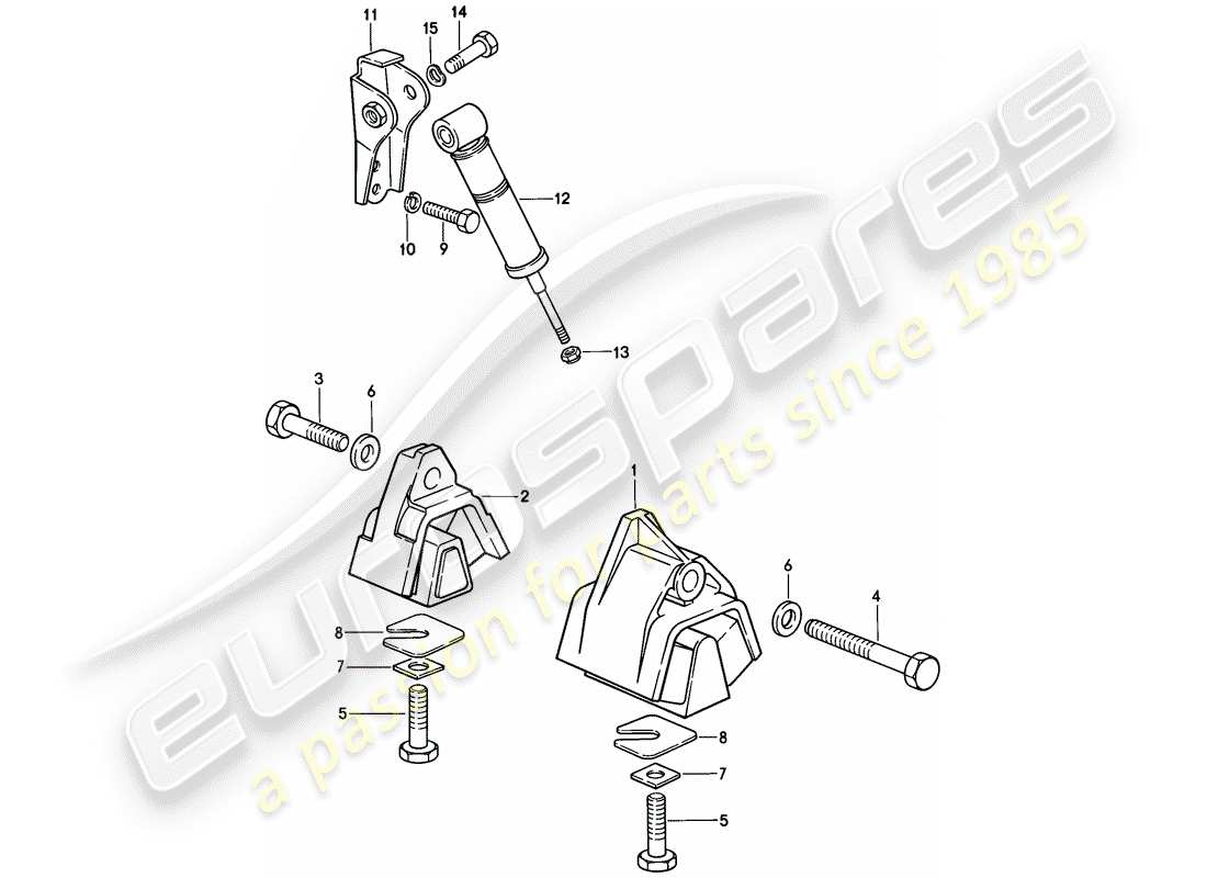 porsche 1978 (928) getriebeaufhängung - manuelles getriebe ersatzteildiagramm