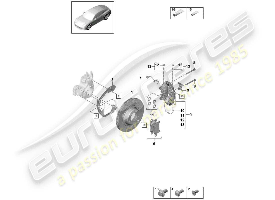 porsche 2019 (panamera 971-1) scheibenbremsen ersatzteildiagramm