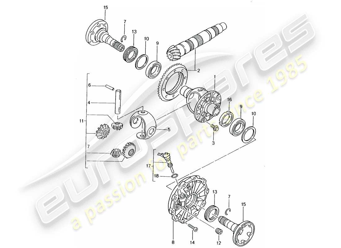 porsche 1998 (986 boxster) differential teilediagramm