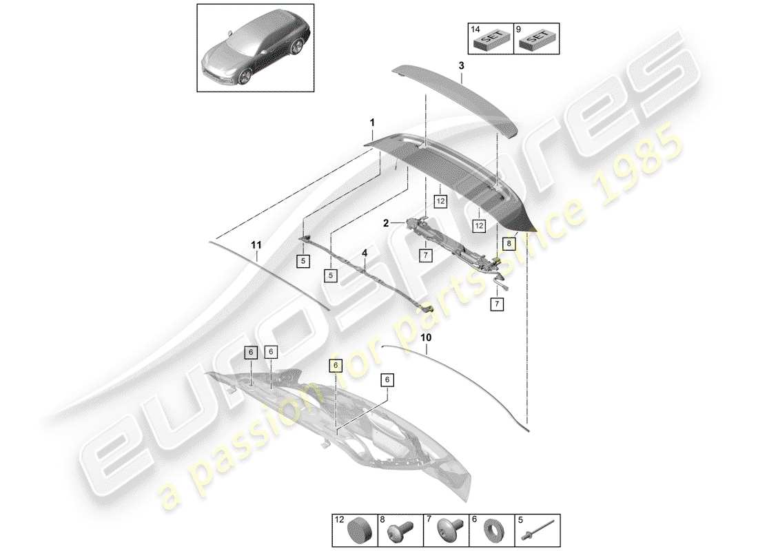 porsche 2020 (panamera 971-1) heckspoiler teilediagramm
