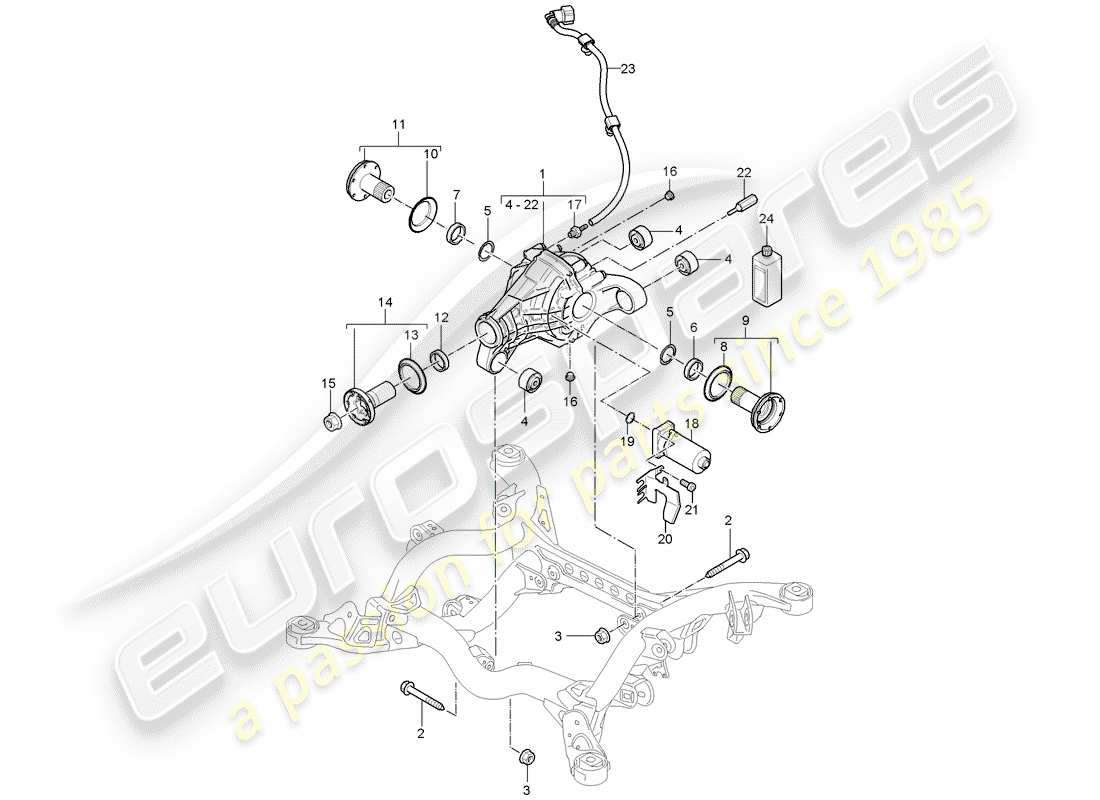 porsche 2008 (cayenne e1 9pa) hinterachsdifferential teilediagramm