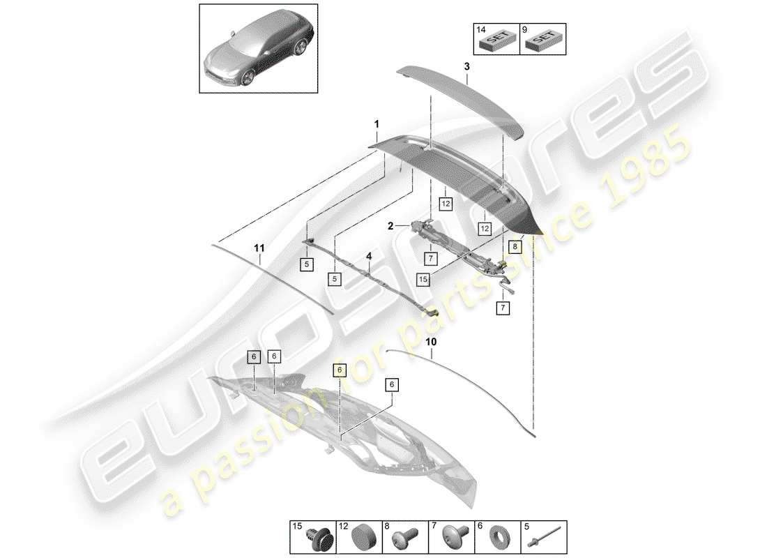 porsche 2017 (panamera 971-1) heckspoiler teilediagramm