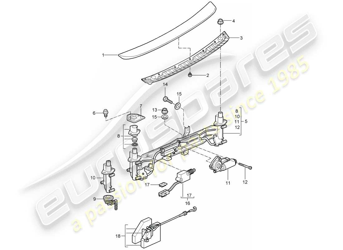porsche 2007 (987 cayman) heckspoiler teilediagramm
