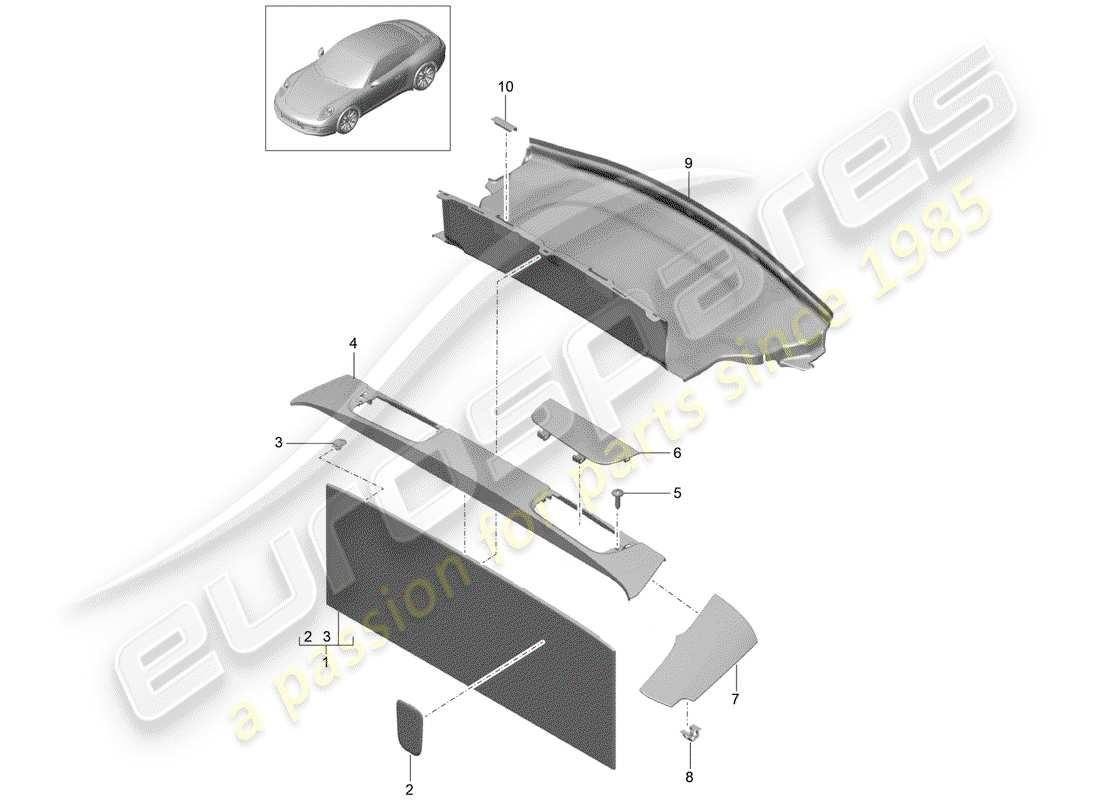 porsche 2015 (991-1) lining ersatzteildiagramm