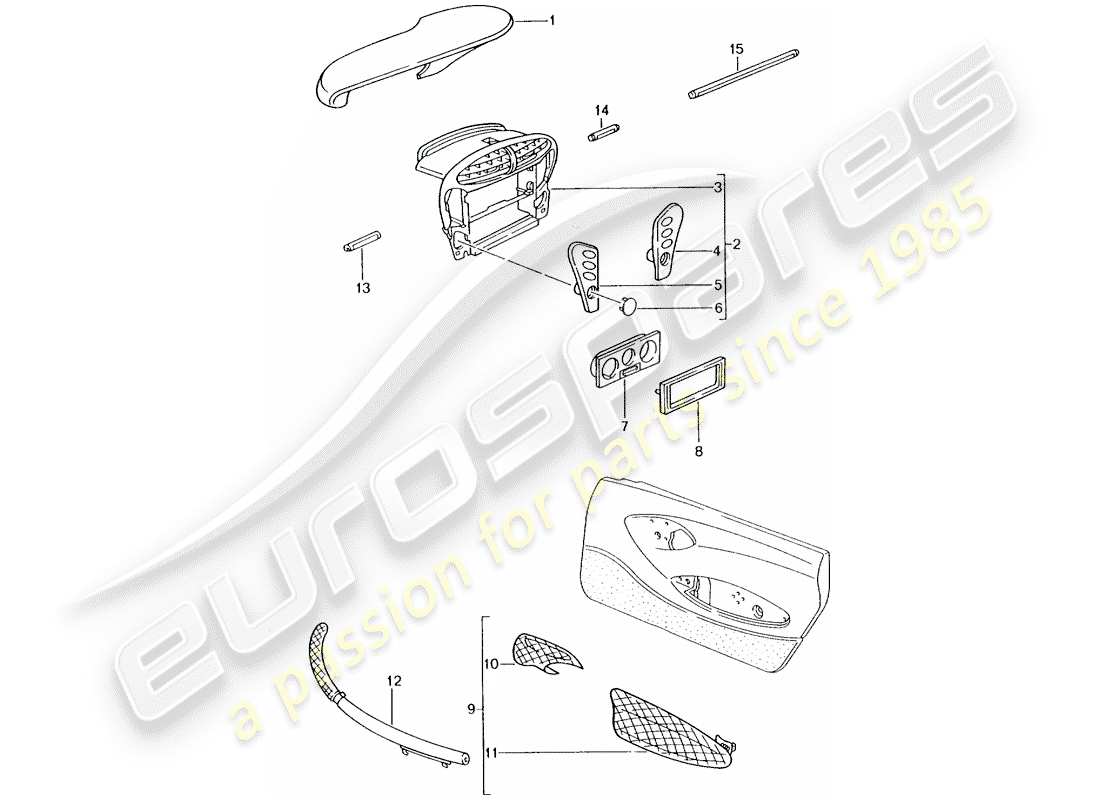 porsche 1989 (tequipment) instrumentenkasten-ersatzteildiagramm