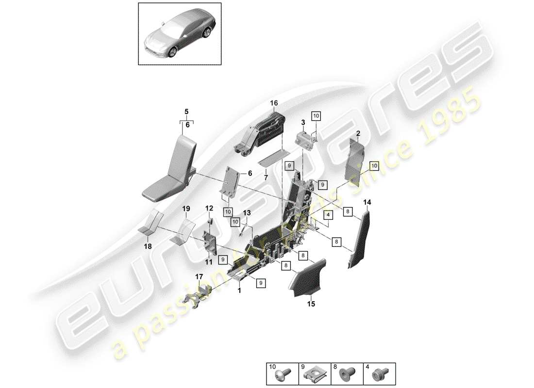 porsche 2018 (panamera 971-1) center console ersatzteildiagramm
