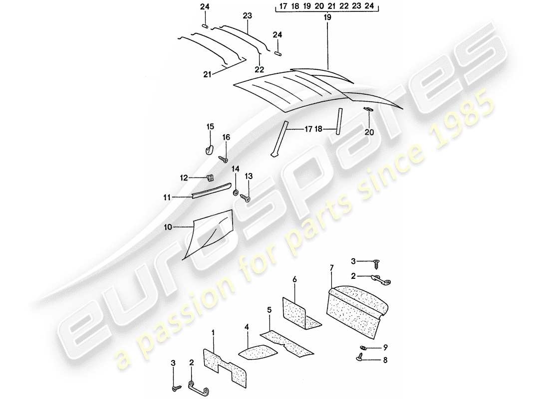 porsche 1975 (911) lining ersatzteildiagramm