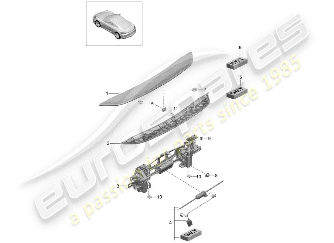 porsche 2018 (718 cayman) heckspoiler teilediagramm