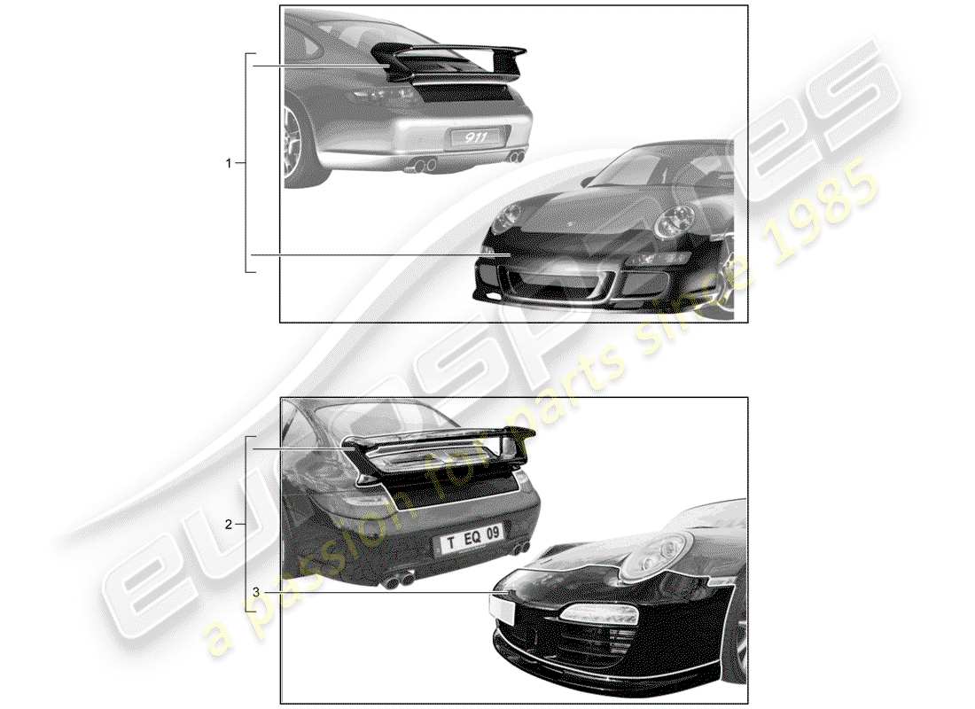porsche 1995 (tequipment) aerokit-ersatzteildiagramm