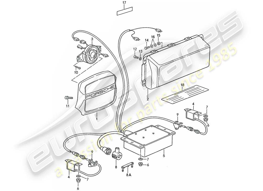 porsche 1989 (944) airbag - für teilediagramm