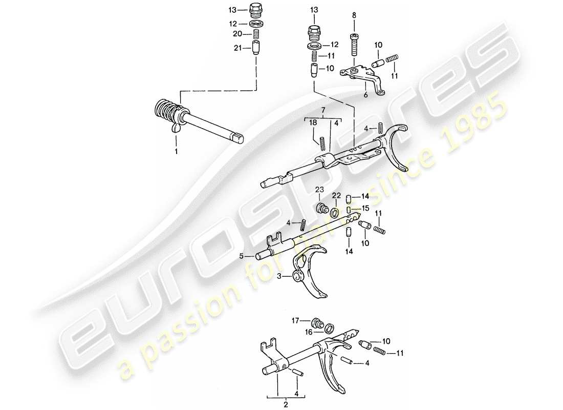 porsche 1990 (944) getriebesteuerung - für - schaltgetriebe ersatzteildiagramm