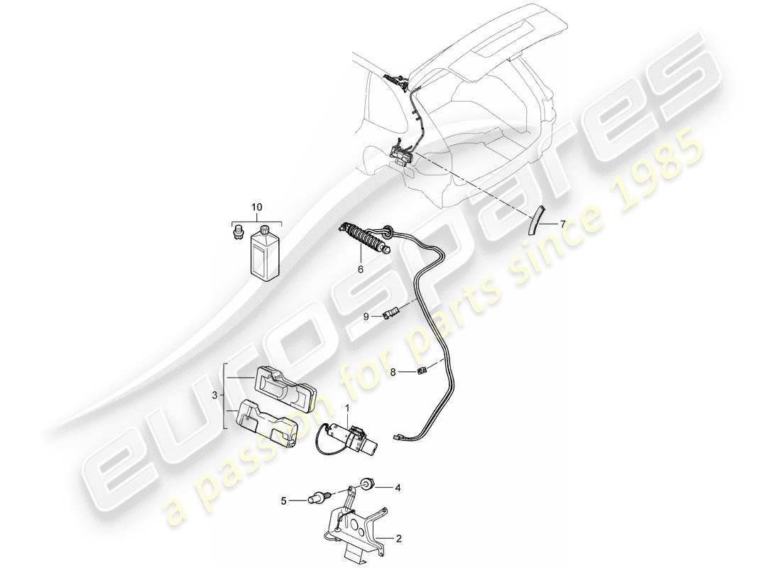 porsche 2008 (cayenne e1 9pa) hinterer kofferraumdeckel - teilediagramm