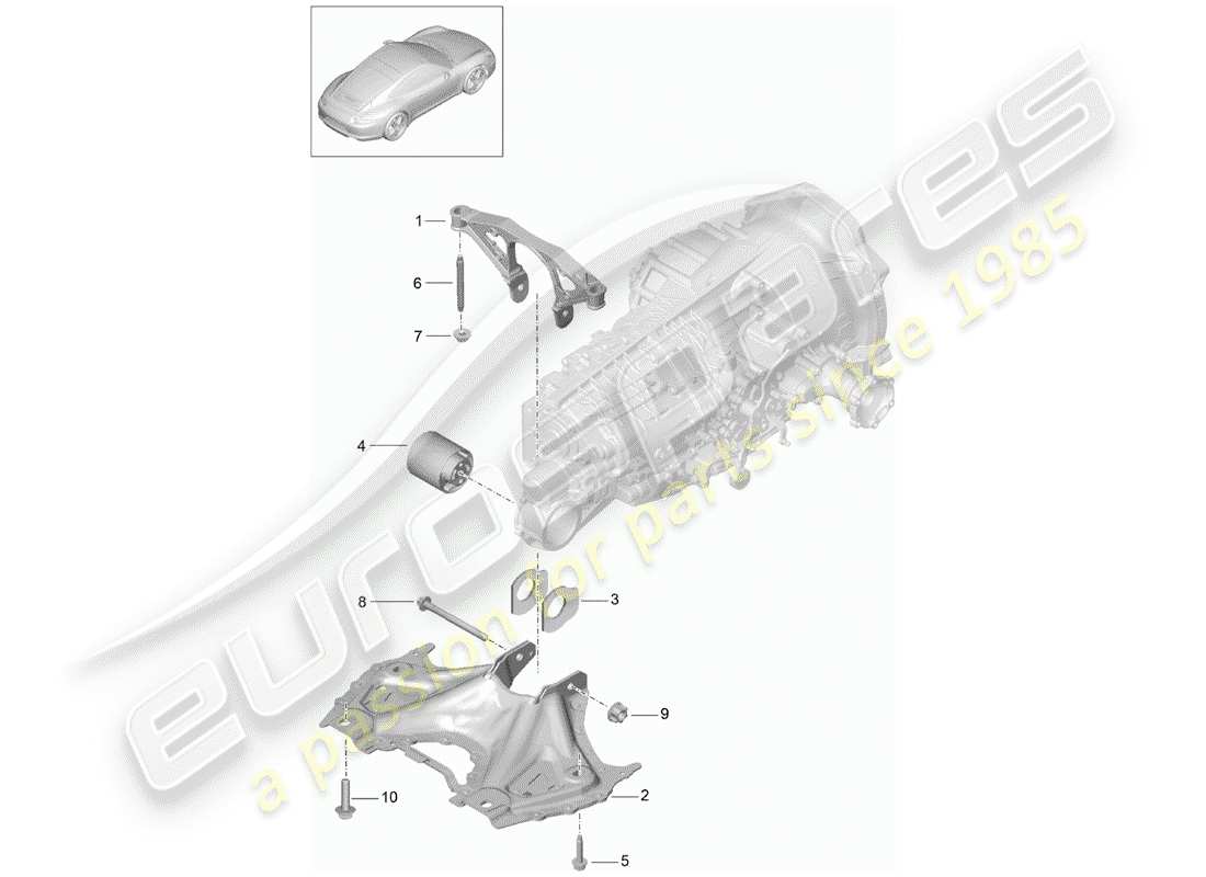 porsche 2012 (991-1) getriebeaufhängung teilediagramm