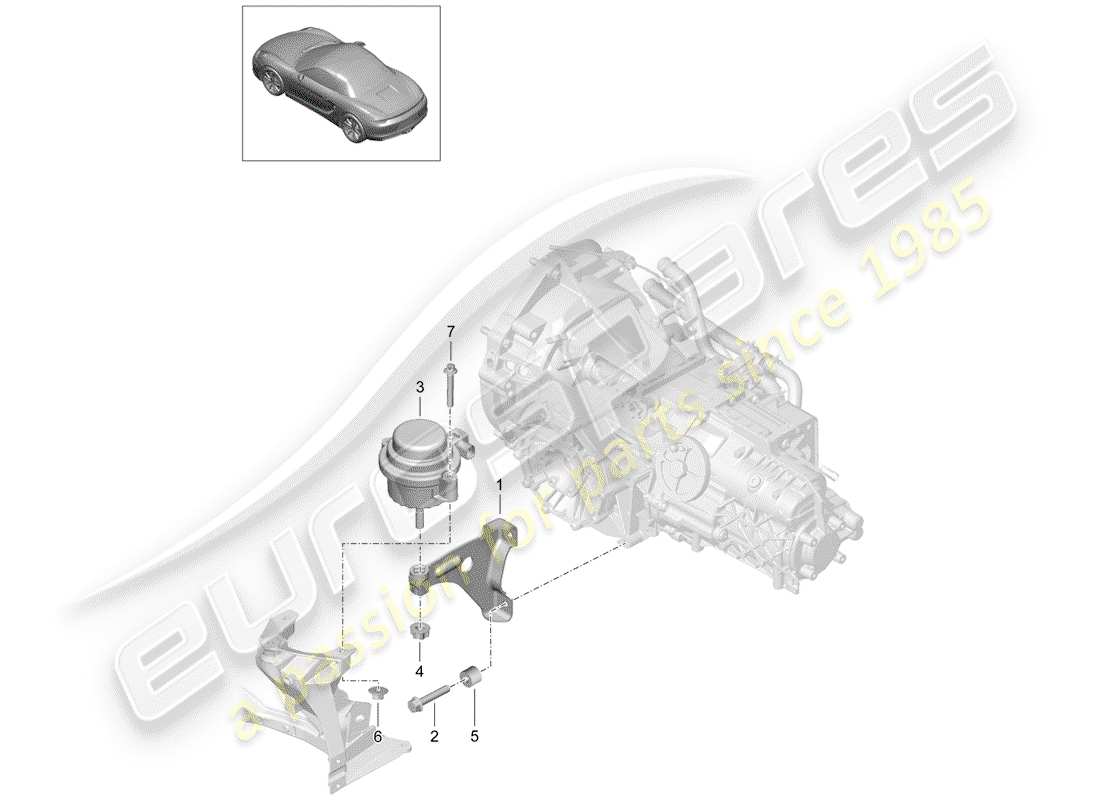 porsche 2016 (981 boxster) getriebeaufhängung teilediagramm
