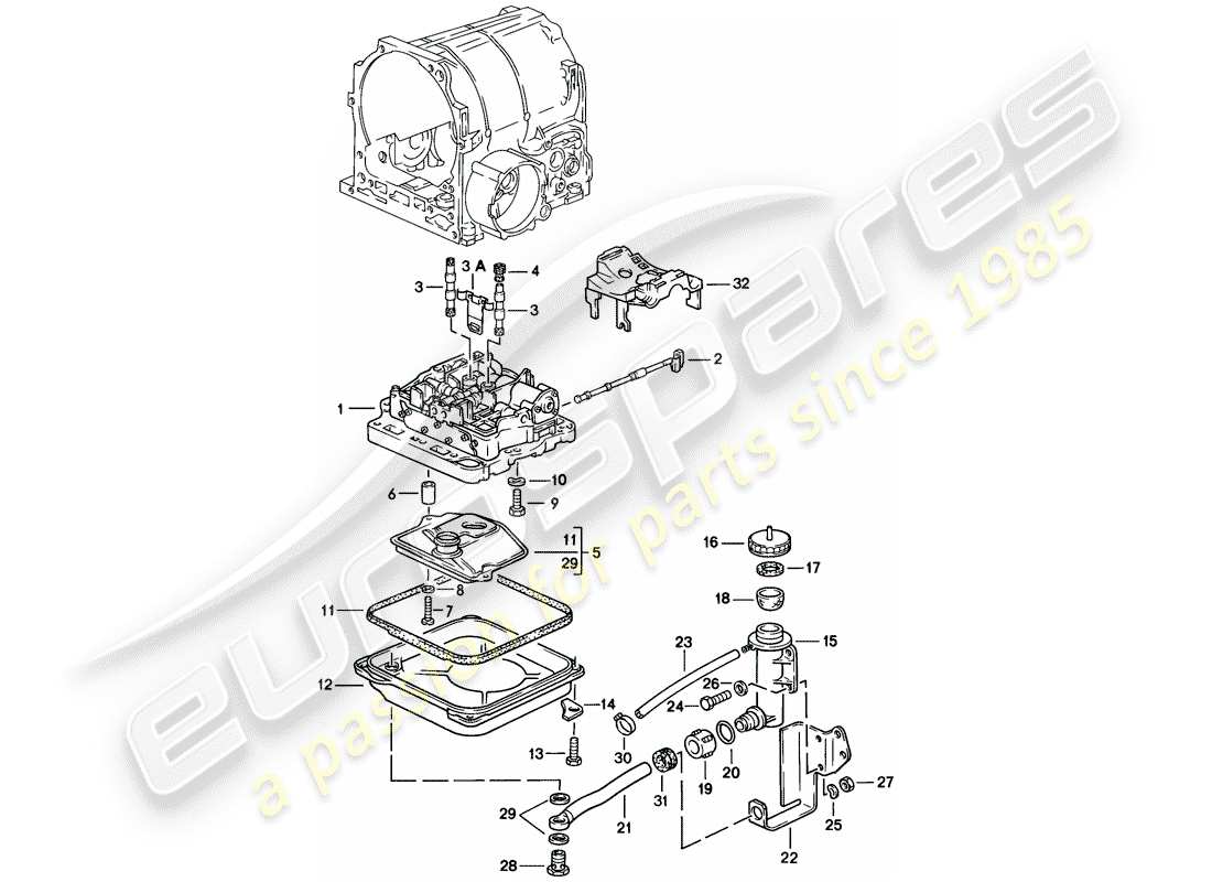porsche 1986 (928) automatikgetriebe - ventilkörper - d - mj 1983>> - mj 1983 ersatzteildiagramm