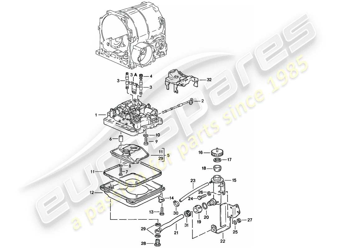 porsche 928 (1986) automatikgetriebe - ventilkörper - d - mj 1983>> - mj 1983 ersatzteildiagramm
